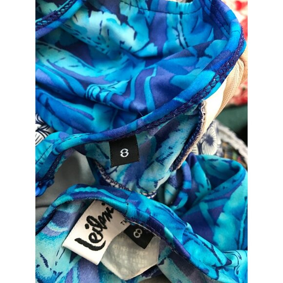 Vintage 90s LEILANI Tropical Palm Print Bikini 2pc High Waisted Swimsuit Sz 8 - Picture 6 of 6